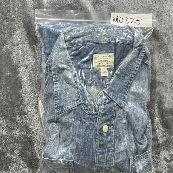 American Eagle Button Up Shirt Mens XXL Blue Denim Casual‎ Outdoor Preppy Office - Picture 10 of 10